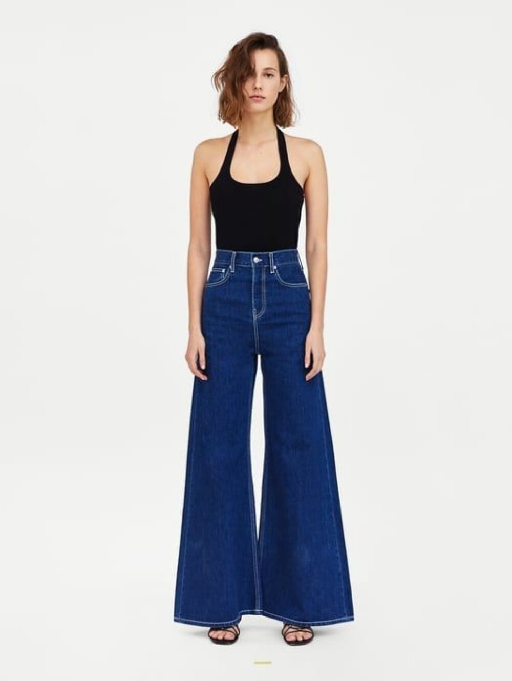 Zara Jeans Women Size 6 Dark Blue Wash Premium The Vintage High-Rise Flare Jeans